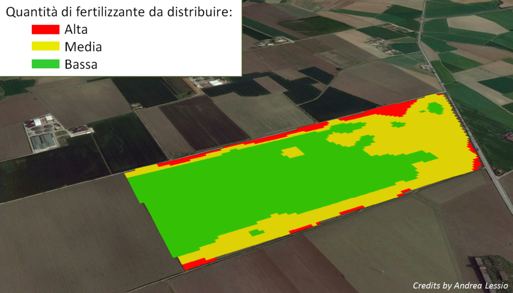 Il telerilevamento individua le aree che necessitano una maggior quantità di fertilizzante